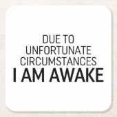 不幸な境遇で目が覚めた スクエアペーパーコースター (正面)