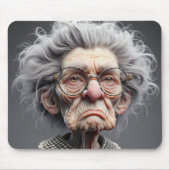 不幸な老婦人の風刺画 マウスパッド (正面)