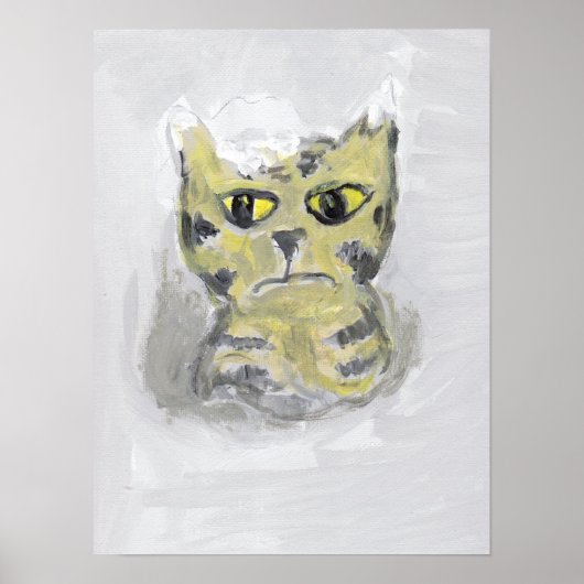 不幸な雪猫フォークアー絵画トデザイン ポスター (正面)