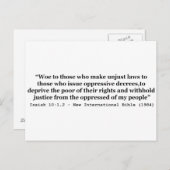 不当な法律を作る者への災いイザヤ10:1-2 ポストカード (正面/裏面)