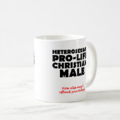 不快なプロライフ男性キリスト教マグユーモア コーヒーマグカップ (正面右)