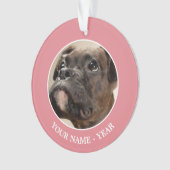 不思議そうに見上げるブリンドル・ボクサーの子犬。 オーナメント (正面)