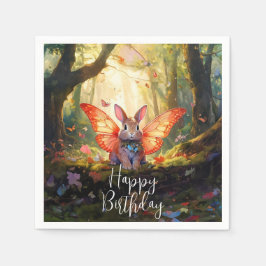不思議なうさぎの魔法の森 お誕生日おめでとう スタンダードカクテルナプキン