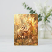 不思議なアライグマを持つ秋の妖精 ポストカード (スタンド正面)