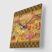 不思議なアリスの不思議の国の地図 スクエア壁時計 (傾斜)