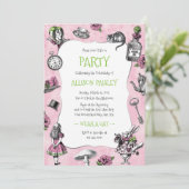 不思議なアリスインワンダーランド ピンクとグリーン 招待状 (スタンド正面)