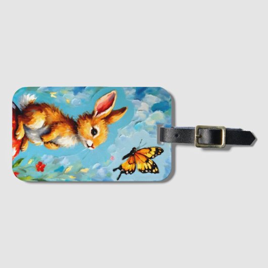 不思議なウサギと蝶 ラゲッジタグ (正面横)