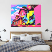 不思議なコロッソス：近所の大きな猫 キャンバスプリント (インサイチュ (寝室))