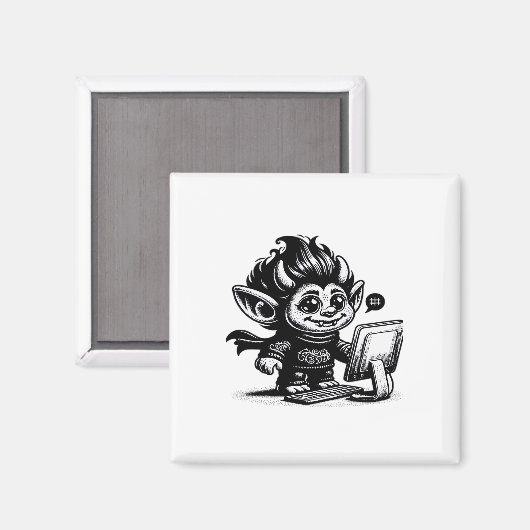 不思議なゴス サイボーグ インターネット トロール ヴィンテージ アート デザイン マグネット (正面/裏面)