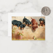 不思議なダシュントの子犬とカエル ノートカード (正面/裏面インサイチュ)