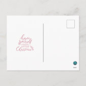 不思議なビンテージ ピンクの鹿のクリスマス ホリデー シーズンポストカード (裏面)