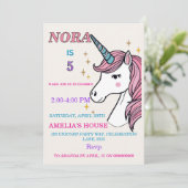 不思議なユニコーンの魔法のパーティー招待状(パステルカラー) 招待状 (スタンド正面)