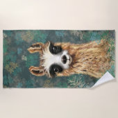 不思議なラマおもしろいビーチタオル ビーチタオル (正面)