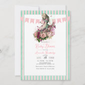 不思議なヴィンテージ アリスインワンダーランド ベビーシャワー 招待状 (正面)