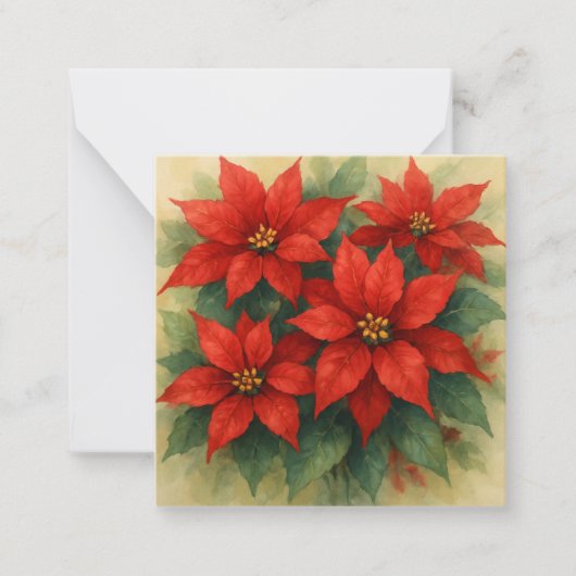 不思議な動物園クリスマスフラットノートカード – 赤い花 ノートカード (正面)