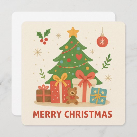 不思議な動物園クリスマスフラットホリデーカード シーズンカード (正面/裏面)