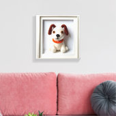 不思議な壁のアート 忠実なクロシェットの子犬 キャンバスプリント (インサイチュ (リビング))