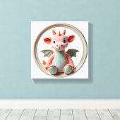 不思議な壁画　ドラゴンの喜び　ピンクとグリーン キャンバスプリント (インサイチュ (ウッドフロア))