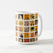 不思議な変なキャラクターの顔 色の四角形 コーヒーマグカップ (正面右)