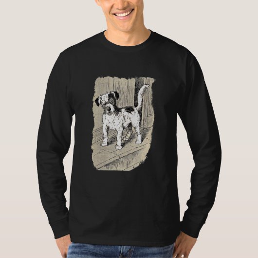 不思議な子犬ヴィンテージイラストレーション Tシャツ (正面)