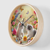 不思議な子猫 壁時計 (傾斜)