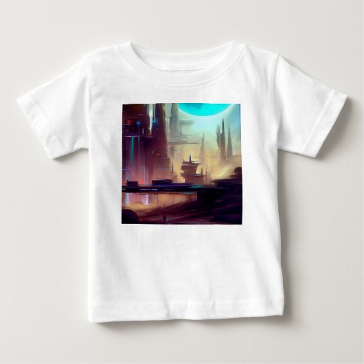 不思議な惑星の上のSF都市3 ベビーTシャツ (正面)