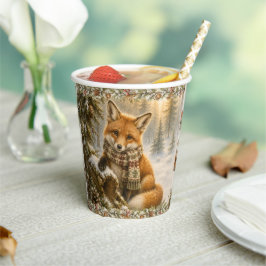 不思議な森のキツネのあったかい冬の祝祭 紙コップ