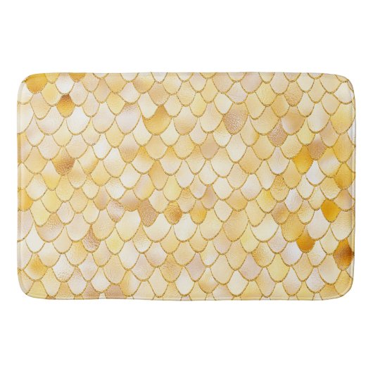 不思議な水カラー金ゴールドグリッターメタルマーメイドはかりで測 バスマット (正面)
