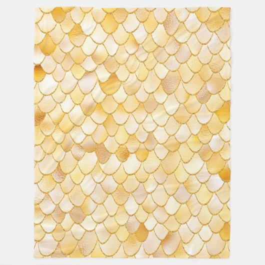 不思議な水カラー金ゴールドグリッターメタルマーメイドはかりで測 フリースブランケット (正面)