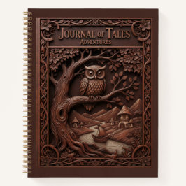 不思議な物語の記録 "Journal of Tales" 木彫りのフクロウのアドベンチャージャーナル ノートブック