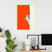 不思議な猫がドアから覗き込む ポスター (ホームオフィス)