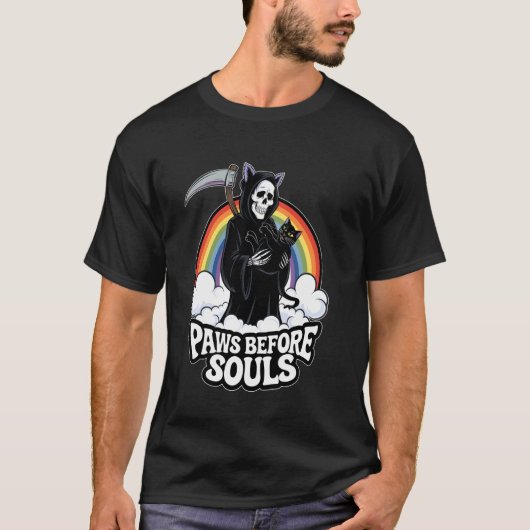 不思議な猫のウィードコアアクセサリー 黒猫の衣類 Tシャツ (正面)