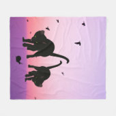 不思議な猫のビーチ フリースブランケット (正面(横))