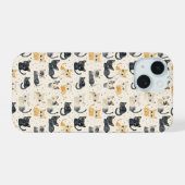 不思議な猫の模様 iPhone 15ケース (裏面横)
