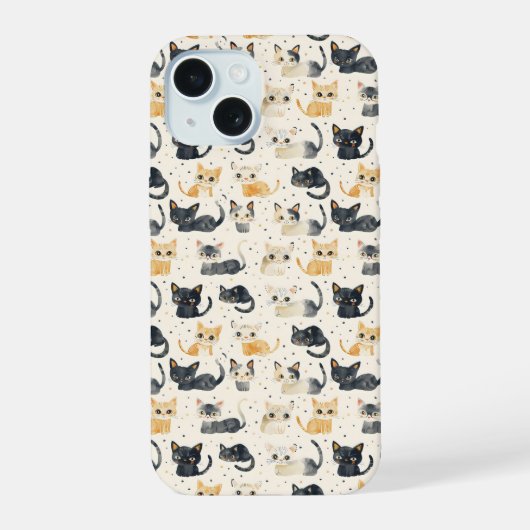 不思議な猫の模様 iPhone 15ケース (裏面)