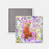 不思議な猫の紫色の滴 マグネット (正面/裏面)