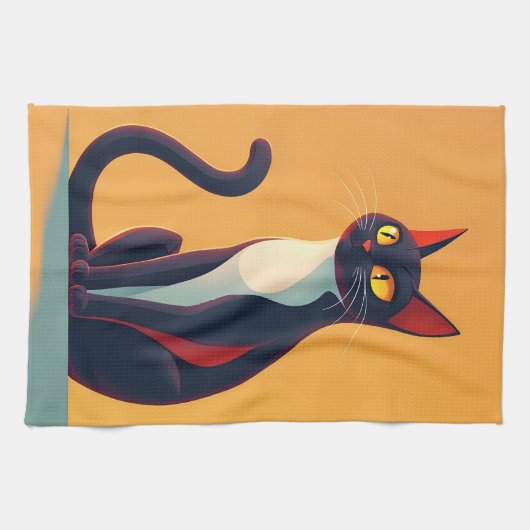 不思議な猫 キッチンタオル (横)