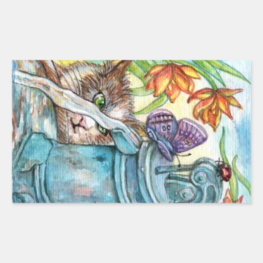 不思議な猫 長方形シール (正面)