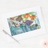 不思議な猫 長方形シール (封筒)