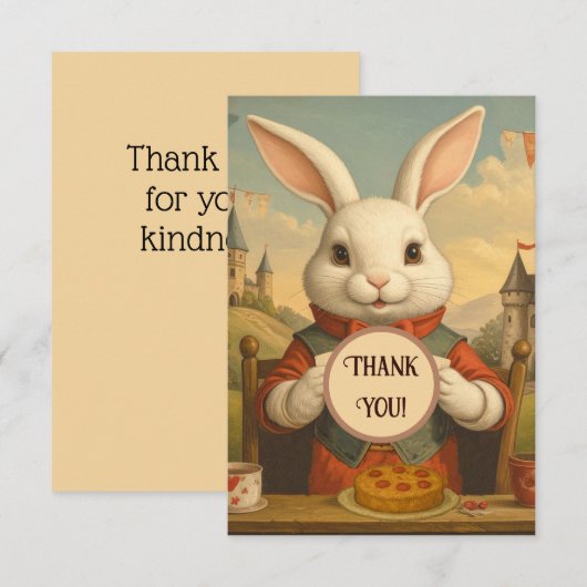 不思議な白ウサギのハートの魅惑のワンダーランド サンキューカード (正面/裏面)