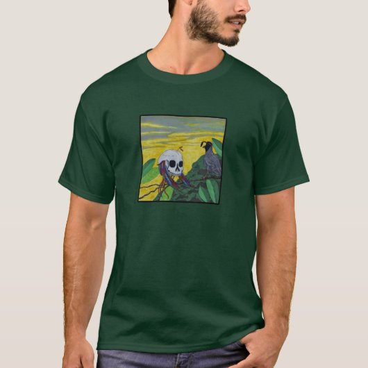 不思議な遭遇 - ウズラとドクロ鳥 Tシャツ (正面)