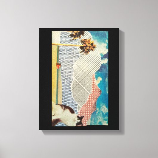 不思議な風景の中の猫 キャンバスプリント (正面)