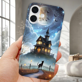 不思議な黒猫のハロウィン携帯ケース iPhone 16ケース