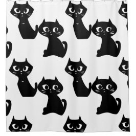 不思議な黒猫 シャワーカーテン