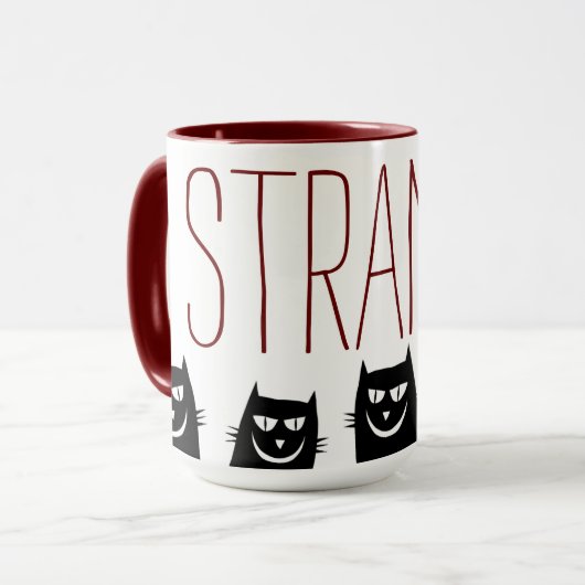 "不思議な" 5 匹の黒猫 コーヒーマグ マグカップ (正面左)
