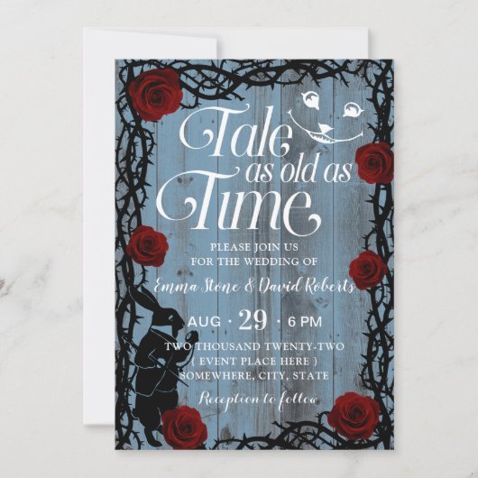 不思議の国でほこりっぽい青い童話のアリス結婚。 招待状 (正面)