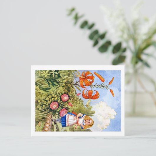 不思議の国でアリスは花のしゃべりにふれる ポストカード (スタンド正面)