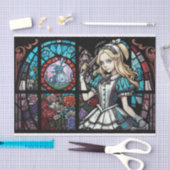 不思議の国で染色されたガラスの切り離しアリス 薄葉紙 (クラフト)