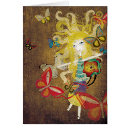 不思議の国に住む蝶々がカードを落とす