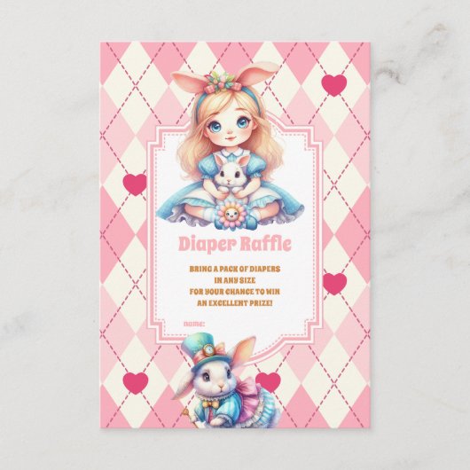 不思議の国のおむつラッフルのアリス エンクロージャーカード (正面)